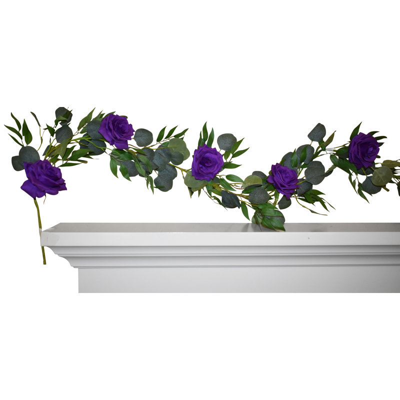 Guirlande 72 "Faux Roses Eucalyptus, Mauve