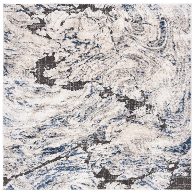 Deylon Performance Abstract Rug, Square 6'7"