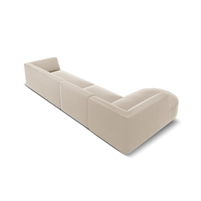 Adoraim 6 Seater Velvet Sofa & Chaise, Beige, Left Hand Facing
