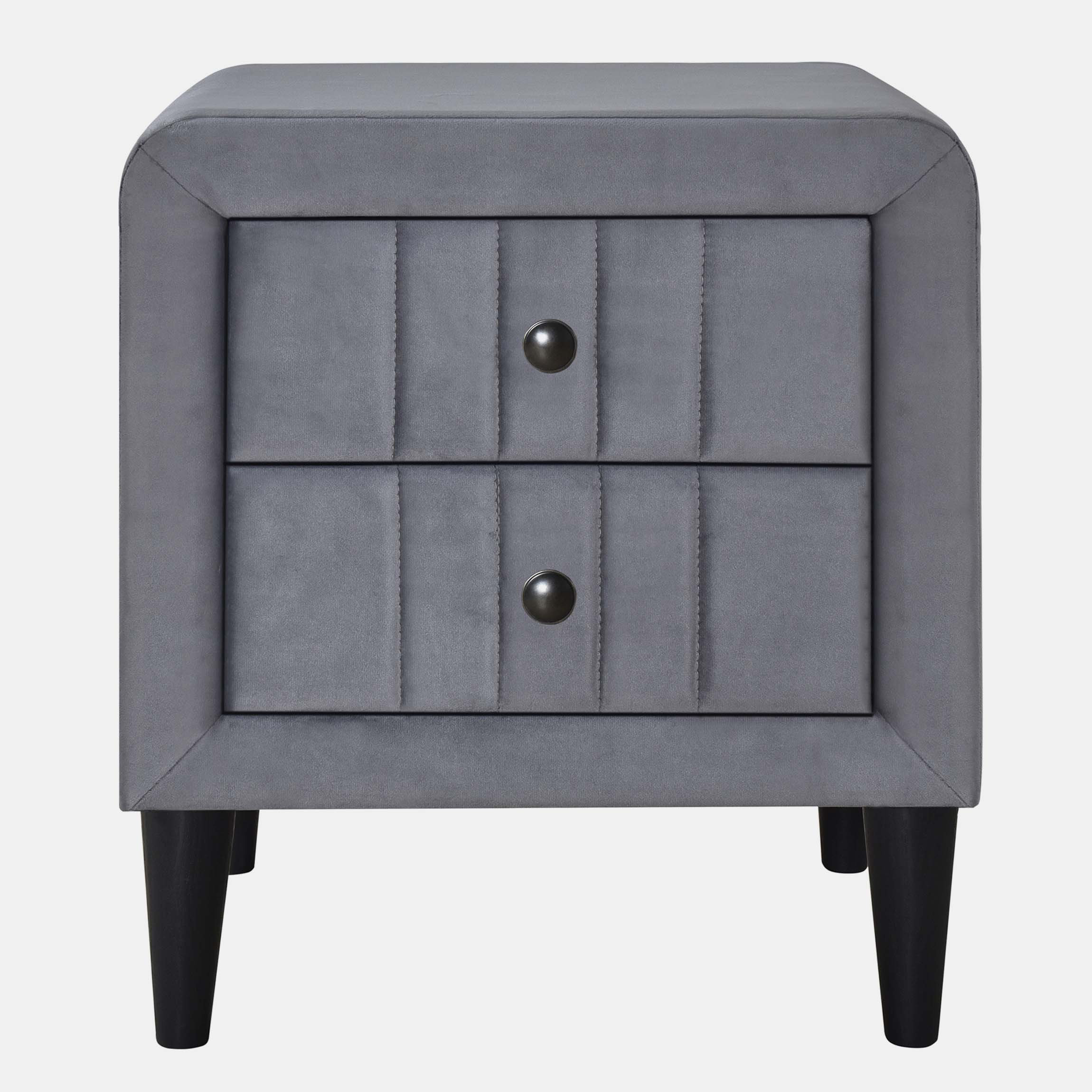 Latitude Run® Upholstered Wooden Nightstand with 2 Drawers, Velvet ...