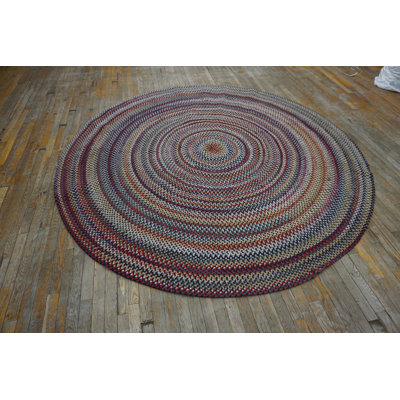 Antique American Braided Colorful Round Shape Area Rug