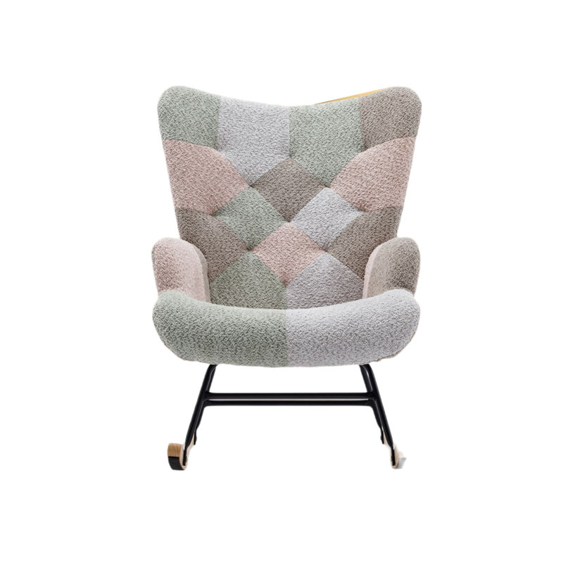Chaise berçante à haut dossier rembourré Teddy, idéale pour les salons, les chambres à coucher et les bureaux, Brouce
