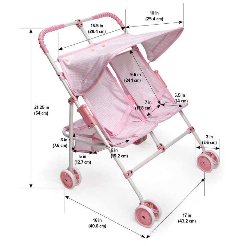 Double Umbrella Doll Stroller