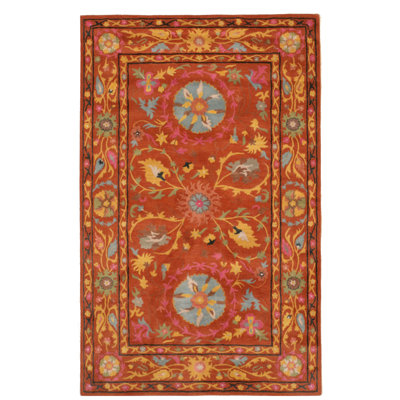 Timpkins Jade Rust Hand Tufted Wool Traditional Floral Area Rug