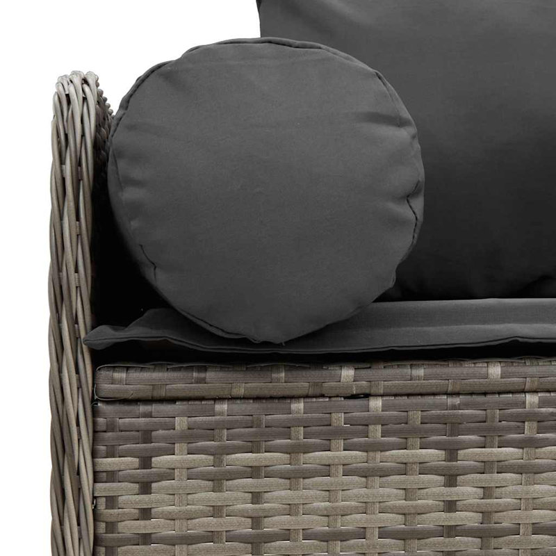 Patio Sofa With Cushions 3-Seater Poly Rattan, Dark Gray, Gray