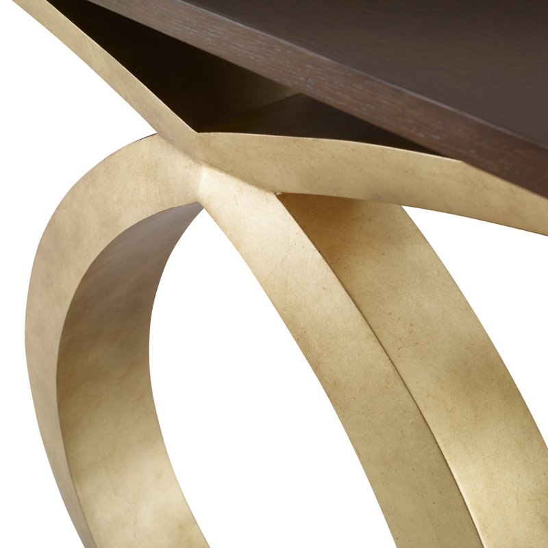 Loophole 48'' W Solid Wood Console Table, Walnut, Gold