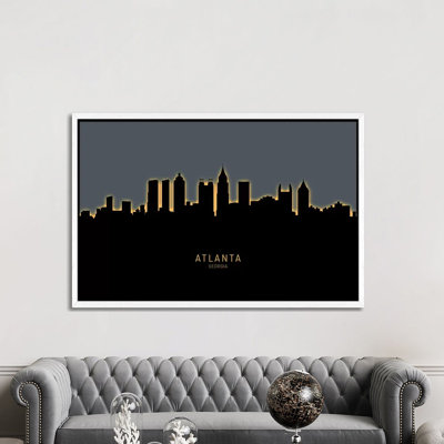 Atlanta Georgia Skyline Glow Orange by Michael Tompsett - Print on Canvas