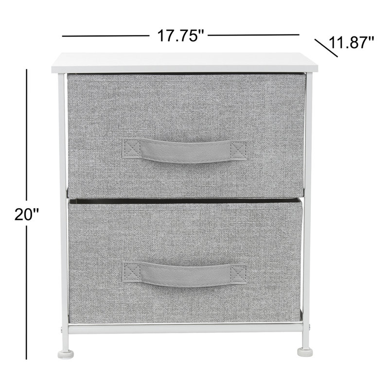 Table de chevet 2 tiroirs, Blanc