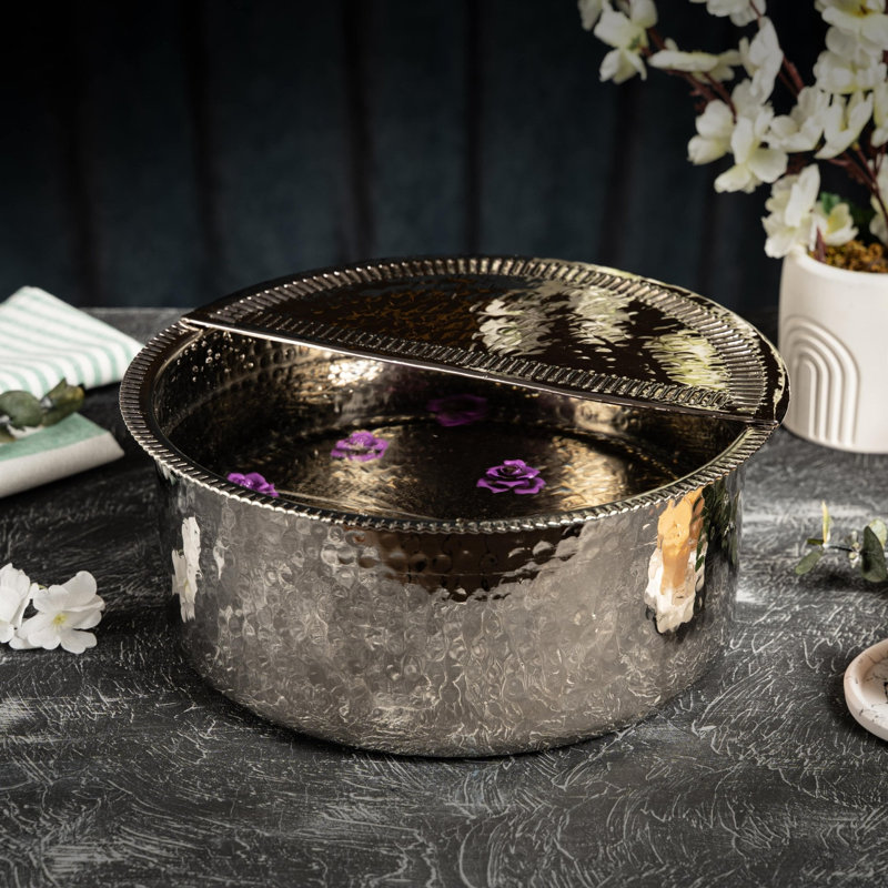 ALFIQ Handmade Solid Copper Pedicure Bowl with Removable Footrest for Spa and Home Foot Soaking, Gray