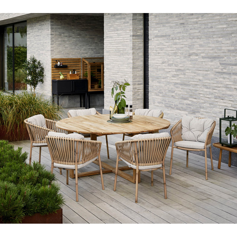 Endless Outdoor Round Teak Dining Table, 29.6" W x 29.6" L x 29.2" H