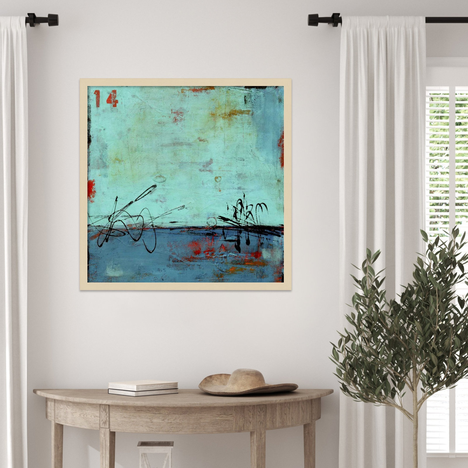 Blue Bay Marina No. 2 Print by Erin Ashley, 25" H x 25" W, Brown