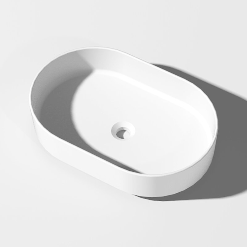 Lavabo à surface solide - blanc mat. Contemporain. Facile à nettoyer. 15,38 po Largeur, profondeur 23,03, hauteur 5,31. 17,26 lb Poids. Piédestal de style contemporain sans égouttoir ni