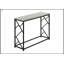 Console moderne moderne avec plateau en stratifié gris et base en métal noir, parfaite pour les vestibules et les canapés-1180696051