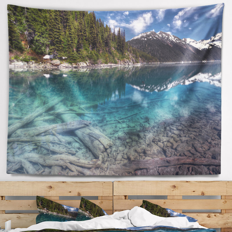Tapisserie eaux et montagnes paysagent, H 32 po x l 39 po
