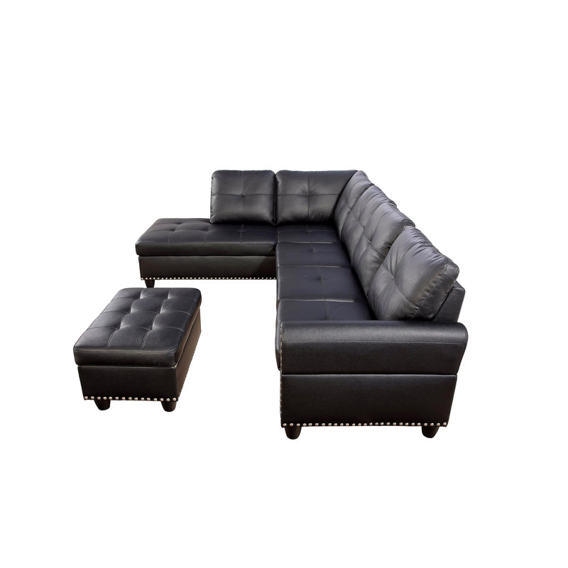 Canapé modulaire en similicuir avec repose-pieds
