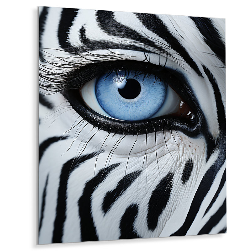 Motif de zèbre noir et blanc dynamique III - animaux en zèbre, décoration murale en métal, H 20 po x l 12 po x P 1 po