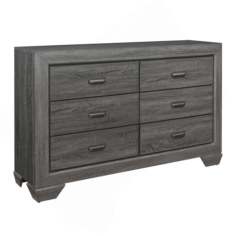 Commode 6 pièces en bois avec finition grise