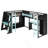 L-Shaped Wooden Twin Size Gaming Bed Frame With RGB LED Lights, Dual Twin Beds, USB Ports, TV Stand & Storage Shelves, Reversible Layout-1202559738