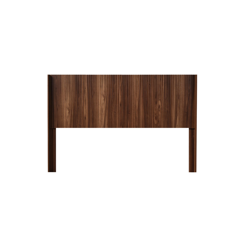 Queen Size Walnut Headboard, Modern Design With 3D Fluted Panel And Real Wood Appearance, Easy To Put Together Headboard Of Wood, Wingback Wall - Mounted Panel, For A Bedroom, Simple Up