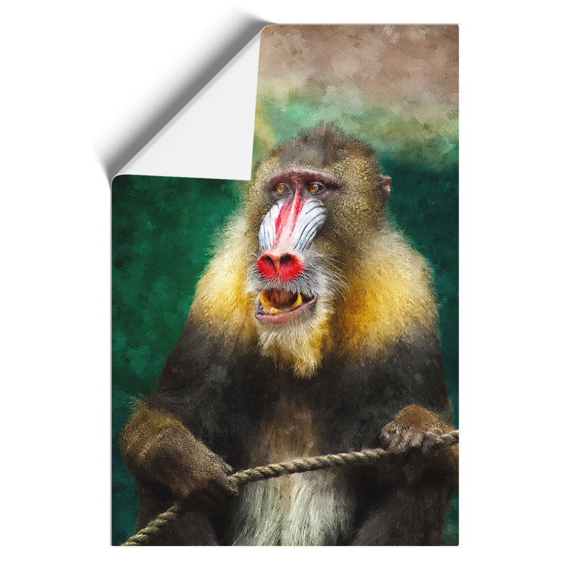 Mandrill Baboon Monkey Painting - Frameless Print, 59cm H x 42cm W x 0.1cm D