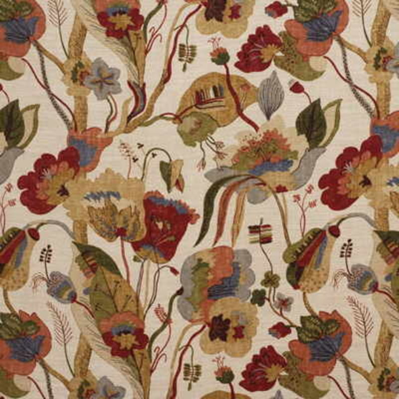 California Performance Fabric, Red/Cream