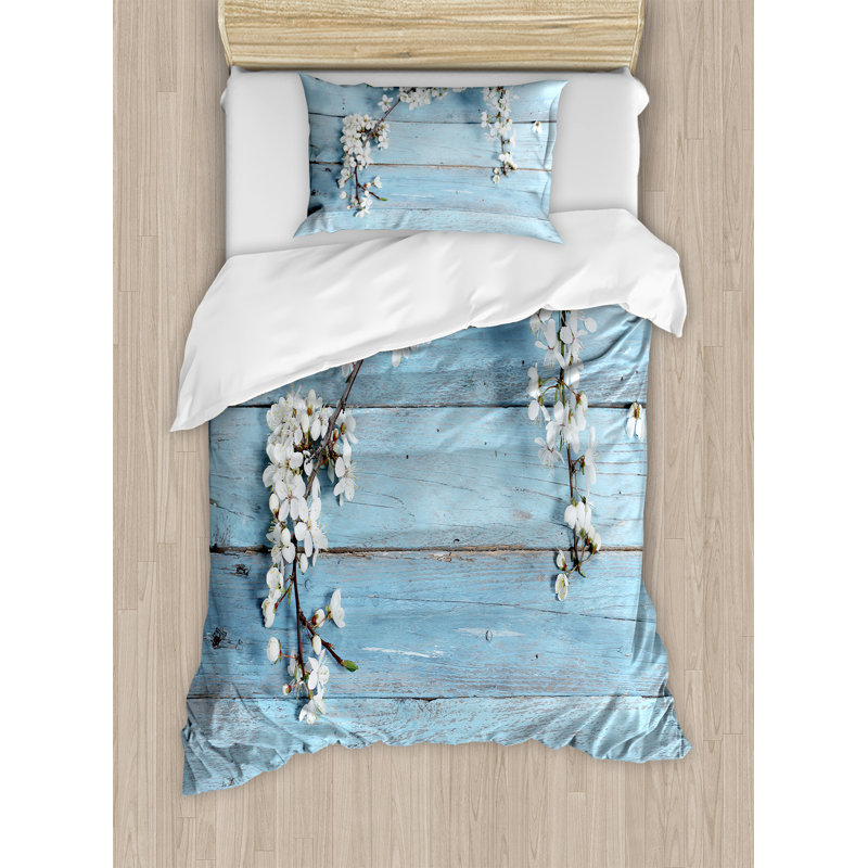 Rustic Polyester Floral Duvet Cover, Twin