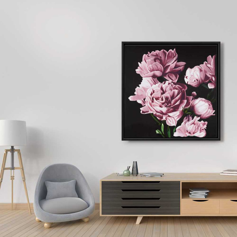 Pink Peonies - Romantic Framed Canvas for Home Decor