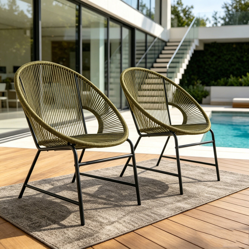 Ensemble de chaises de patio en osier, Vert
