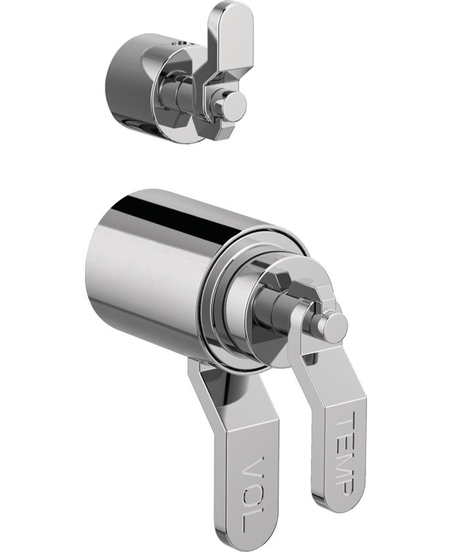 Litze® Roman Shower Integrated Valve with Handles, Chrome, Industrial Lever