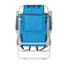 Chaise de plage pliante à assise haute avec dossier réglable en 5 positions et capacité de 100 kg, cadre en aluminium au fini bleu pour le camping et les pique-niques
