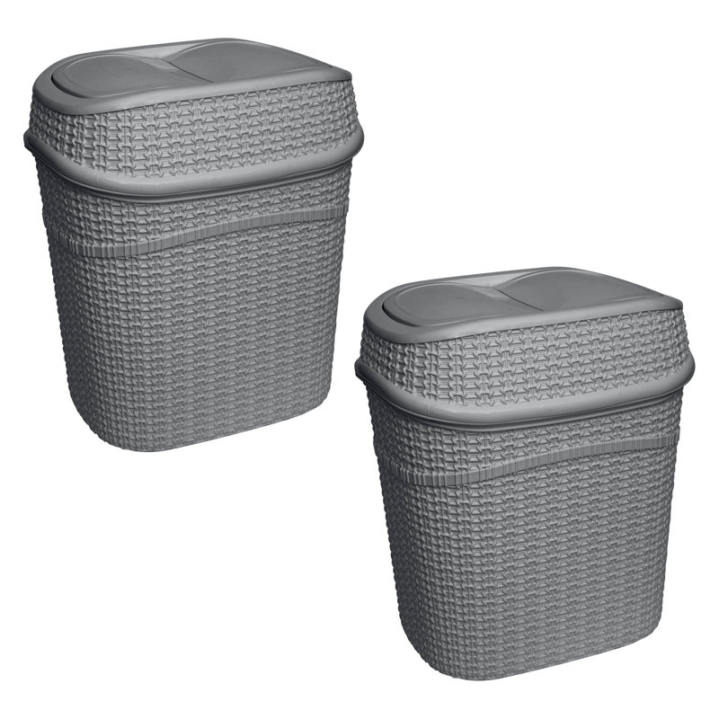 Gray Plastic Sailor Knot Swing Top Waste Bin - 9.5 Liter