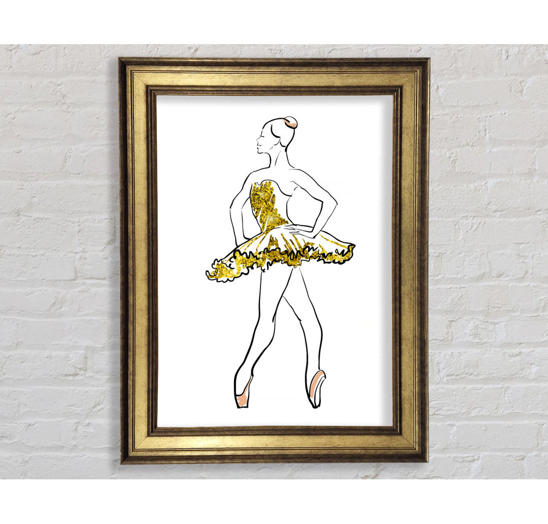 Golden Pink Ballerina 1 Gerahmter Druck