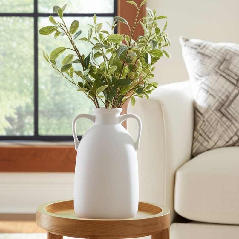 Vase neutre contemporain avec poignées, Gris