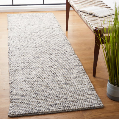 Tapis gris clair / ivoire fait à la main Elle