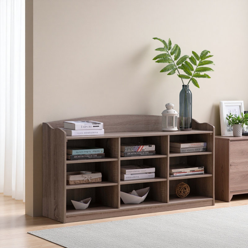 Banc de rangement pour chaussures en bois, neuf tablettes de rangement, rangement pour vestibule