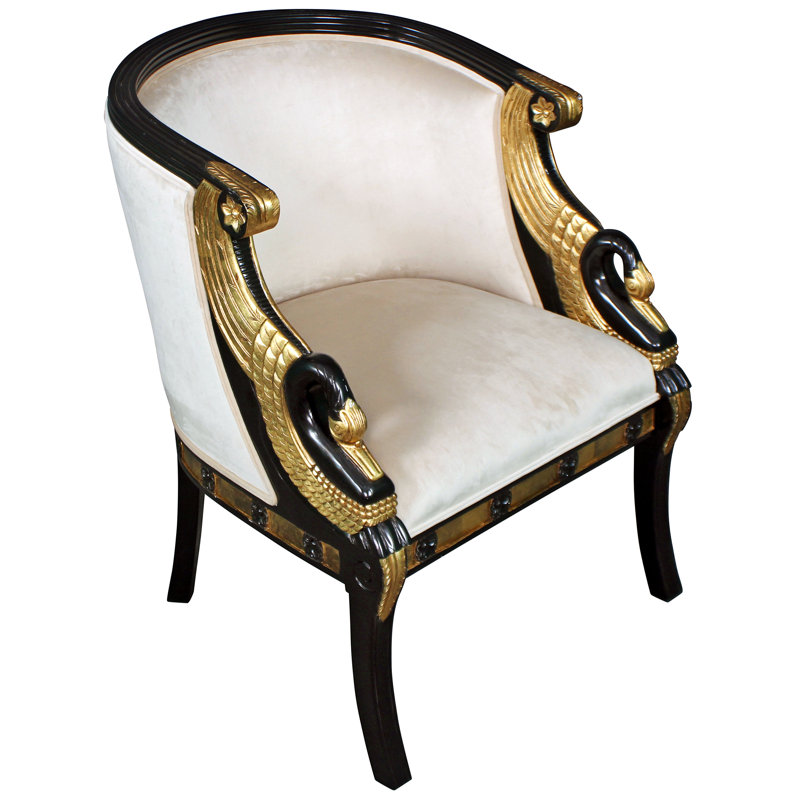 Graceful Swans Neoclassical Barrel Chair