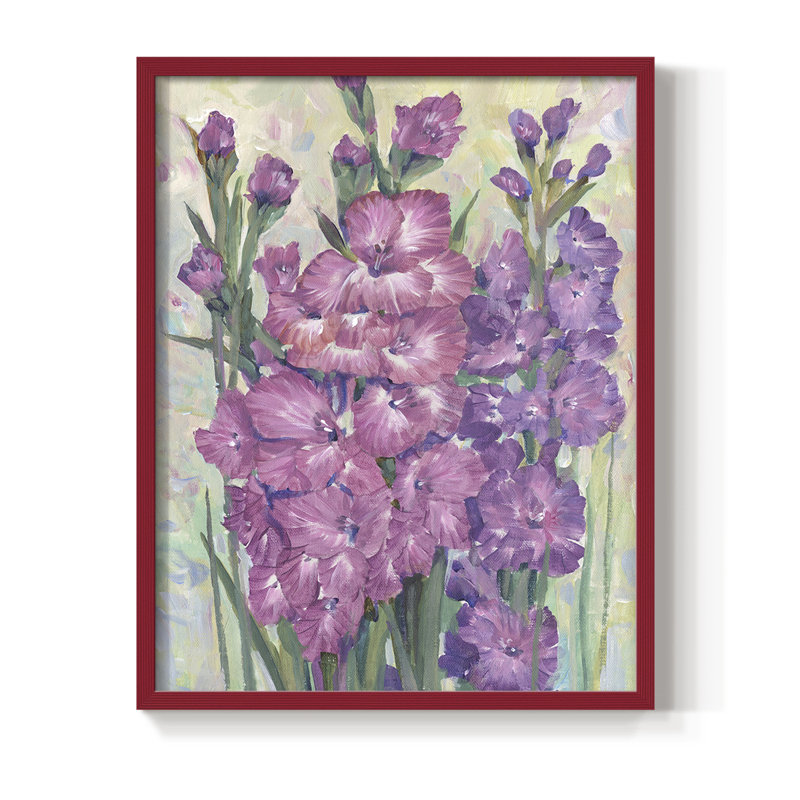 Gladiolas Blooming I, reproduction encadrée - bois massif, Rouge, H 10 po x l 8 po
