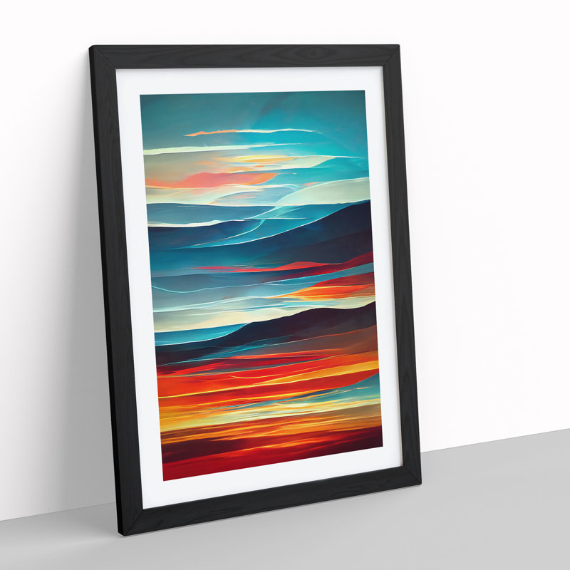 XV1022-4286X Sunset Abstract Art No.1 - Single Picture Frame Print, Black Framed, 64cm H x 46cm W