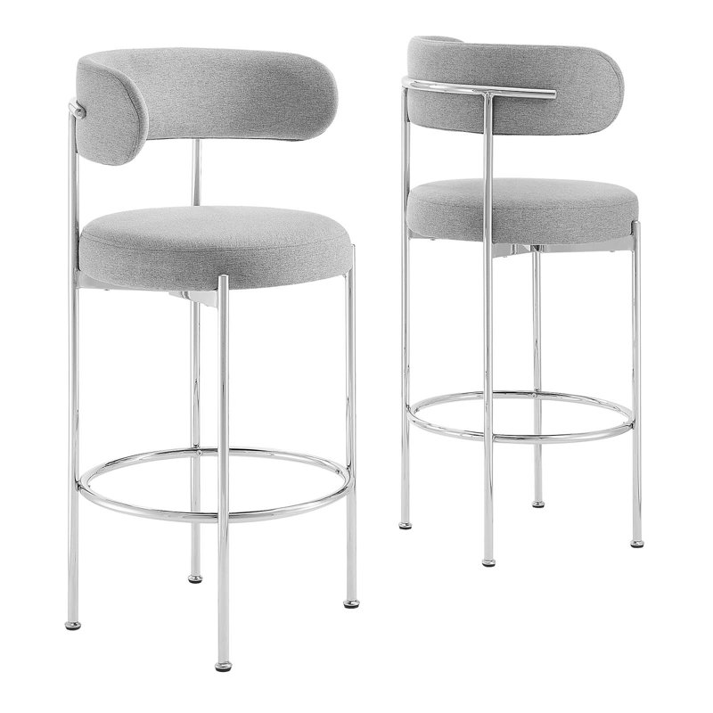 Tabourets Modway Albie - ensemble de 2, Argent argent, gris, Tabouret de bar (siège d'une hauteur de 28,5 po)