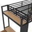 Structure de lit mezzanine avec garde-robe, lit mezzanine en métal avec tablettes de rangement et panneau perforé-1141735792
