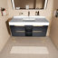 Meuble-lavabo simple en céramique avec 4 tiroirs et 2 tablettes ouvertes Ahmid