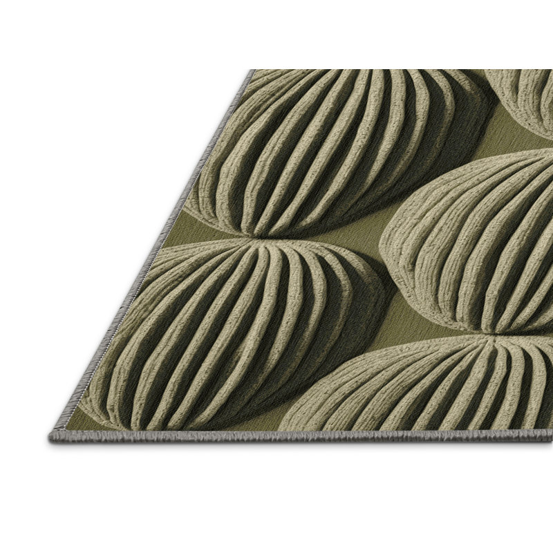 Tapis botanique brun lavable à la machine, Rectangle 5 pi x 8 pi