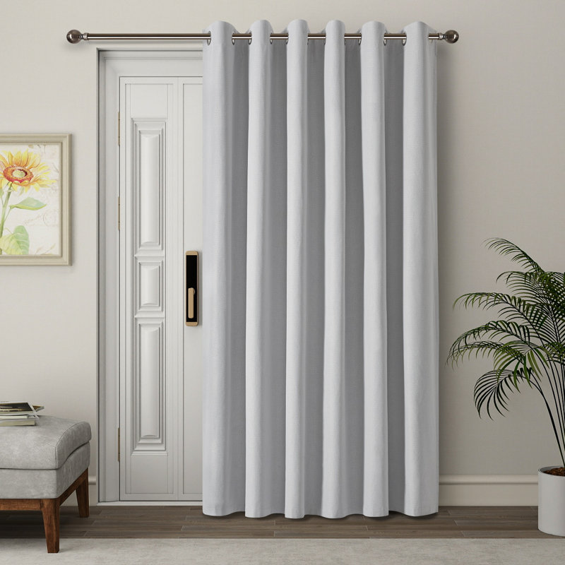 Linen Blend Blackout Single Curtain Panel, Silver