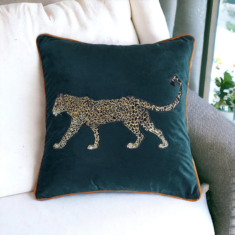 Housse de coussin réversible en velours brodé, H 18 po x l 18 po