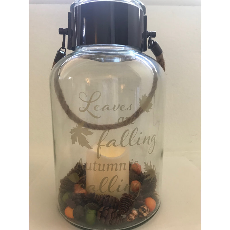 12'' H Glass Tabletop Lantern with Candle Included