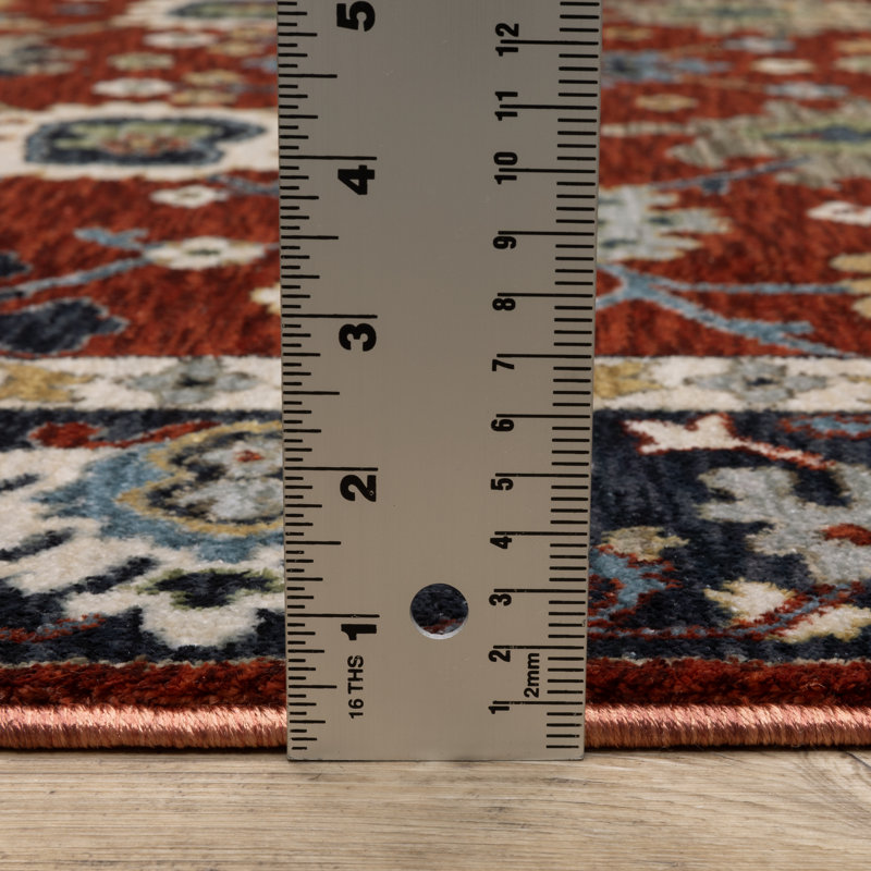 Tapis rouille / bleu Caia, Tapis de couloir 2 pi 3 po x 7 pi 9 po