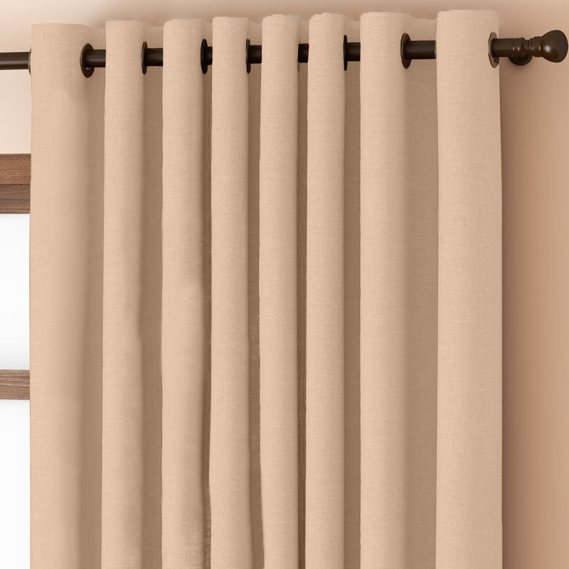 Luxury 230 GSM 100% Blackout Eyelet Room Darkening Curtain Pair, 228 W x 228 D cm, Beige