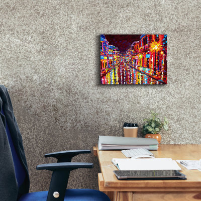  «New Orleans Hot Night Bourbon Street» par ADEL, art mural sur toile, 16 po x 12 po