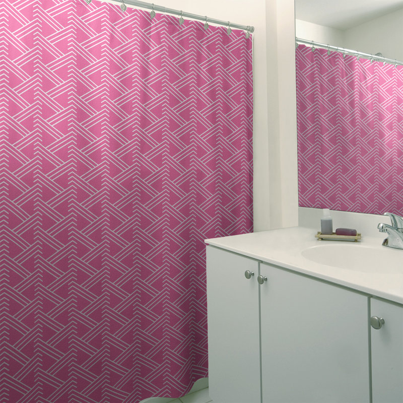 Rideau de douche simple Classic Zig Zag, Rose / blanc