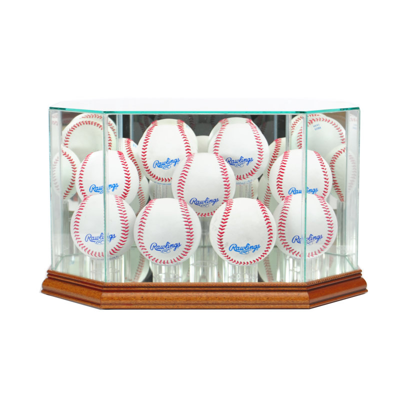 Perfect Cases And Frames 13'' W 8.5'' D Baseball Glass Ball / Puck Case, Walnut